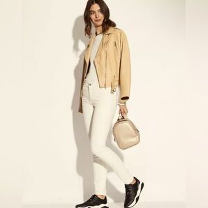 ARMANI EXCHANGE AX Cream Beige Ivory Animal Skinny‎ Stretch Denim Jeans 2 (A5)